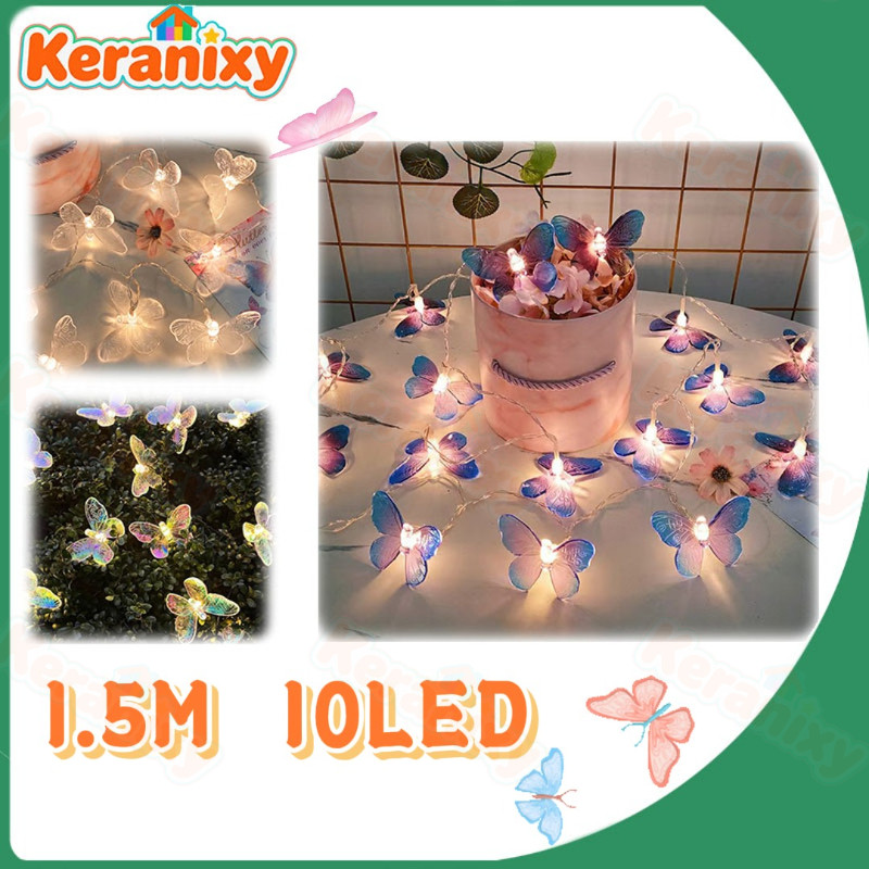 Keranixy Lampu LED Berbentuk Kupu-kupu Dalam Bentuk Rantai Lampu Dekorasi Ruangan Lampu Hiasan Taman
