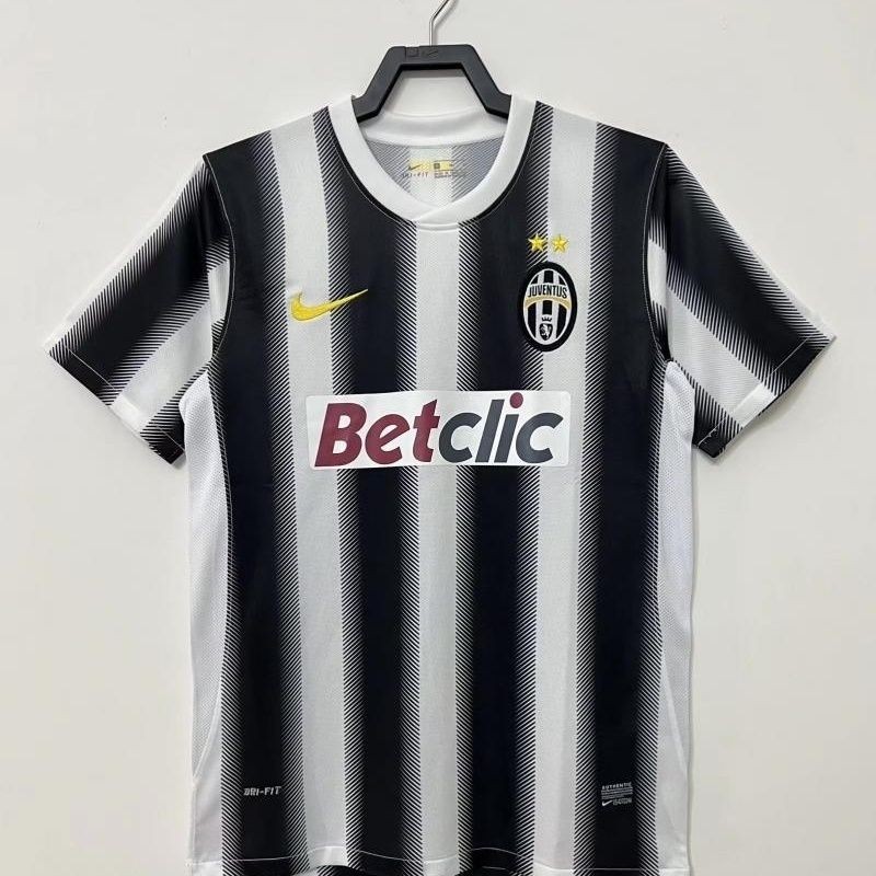 Jersey Sepak Bola Lengan Pendek Retro Dewasa 2011-12 Juventus Home T shirt pria