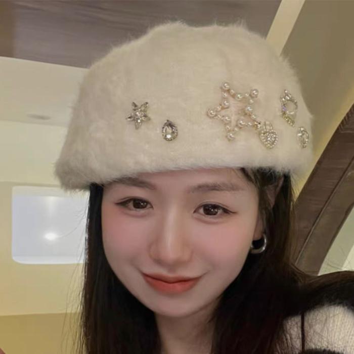 YDFASHIONSHOP / TOPI DEWASA BULU ASESORIS TIMBUL 3879 / TOPI WANITA / TOPI KOREA / TOPI CANTIK KEKIN