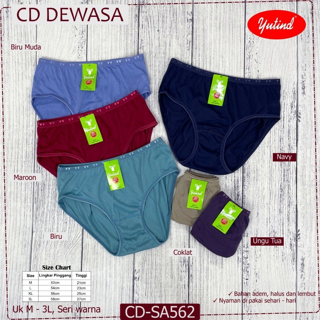 ISI 6 Pcs Celana Dalam / CD Wanita Dewasa YUTIND SA562 Bahan Katun Halus