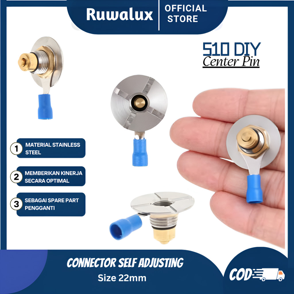 Ruwalux 510 Connector Self Adjusting DIY Center Pin 22mm