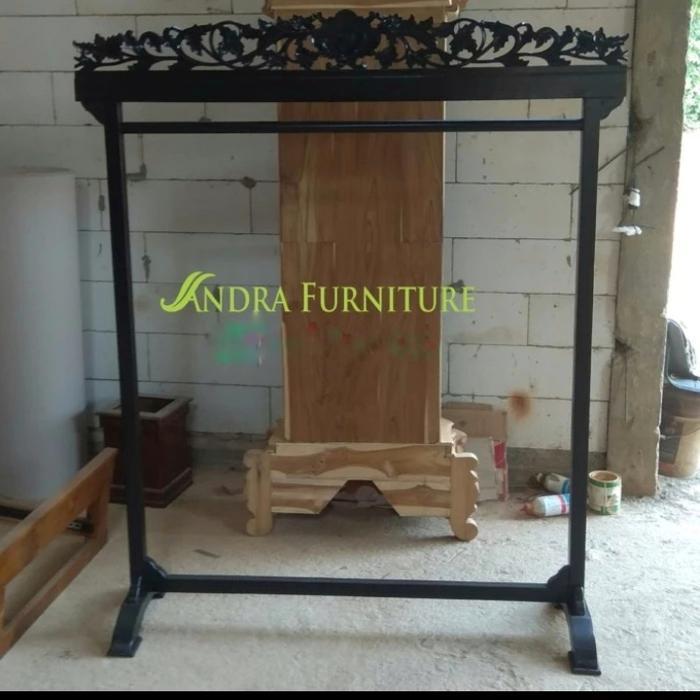 gawangan baju batik kayu gawangan kayu jati bonus nama toko JS