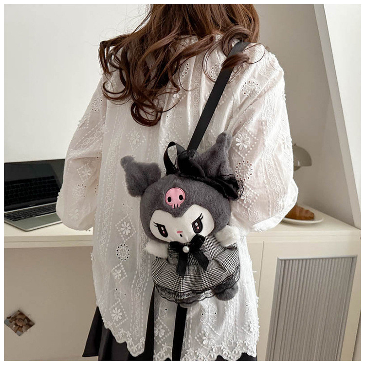 Tas Bulu Karakter Sanrio Kuromi/Melodi Tas Boneka Tas Punggung Cocok Untuk Berwisata Gaya Jepang Co