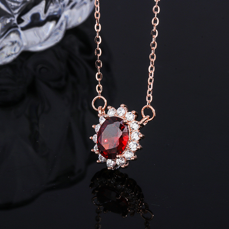 2025  s 925Sterling Silver Vintage Artificial Pigeon Blood Ruby Pendant Necklace for Women French Li
