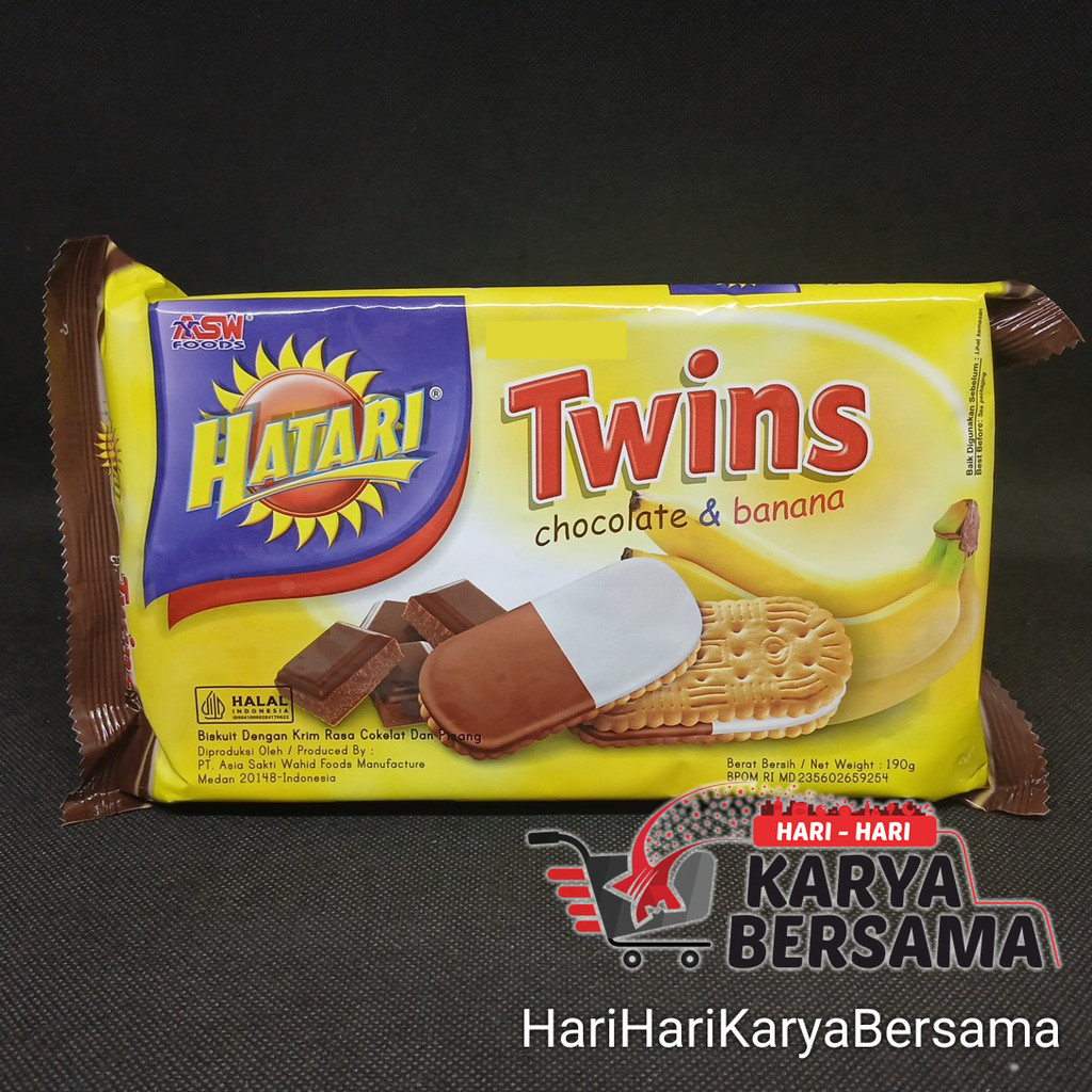 MAKANAN RINGAN BISKUIT HATARI TWINS CHOCOLATE & BANANA 190GR