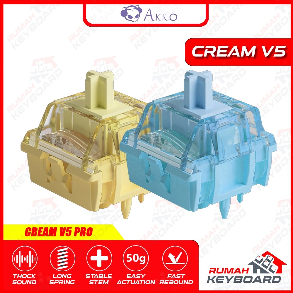 SWITCH - AKKO CREAM BLUE - CREAM YELLOW - V5 PRO - 5 PIN - 45g - PCB Mount - Mechanical Keyboard