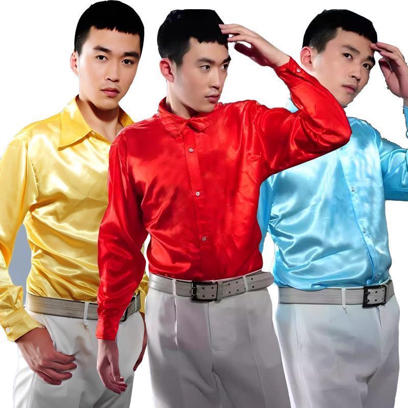 New Satin Long Sleeve Men's Shirt