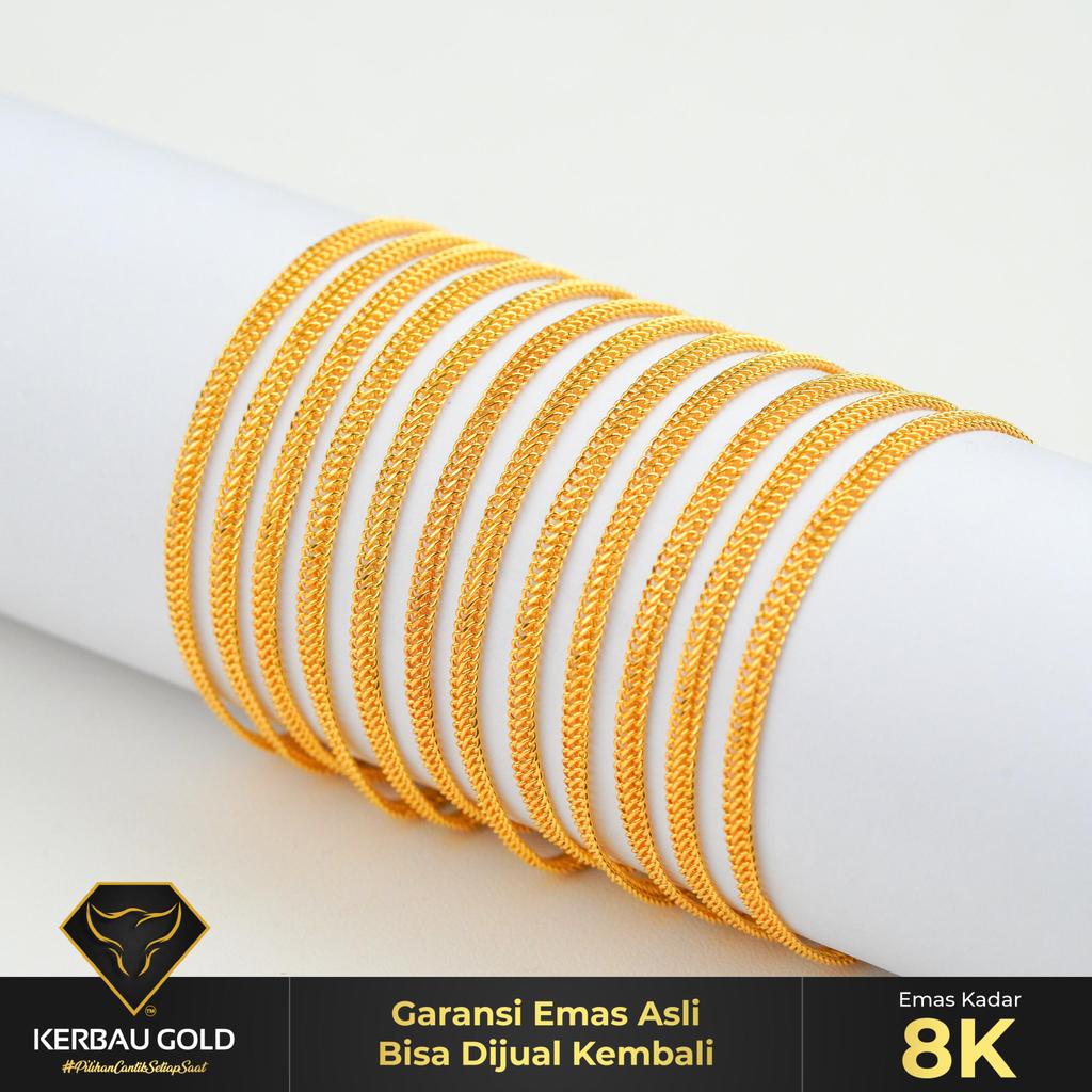 [Kerbau Gold] Gelang Emas Golden Tresse 8k - Emas Asli 100%