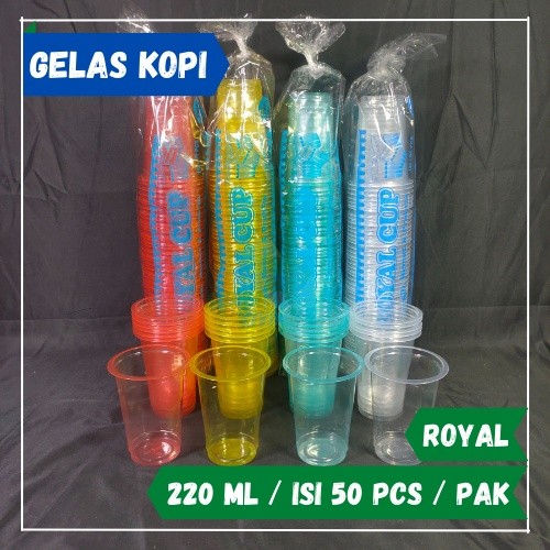 Gelas Plastik Royal Bening Cup Gelas Aqua Gelas Kopi - 220 ML