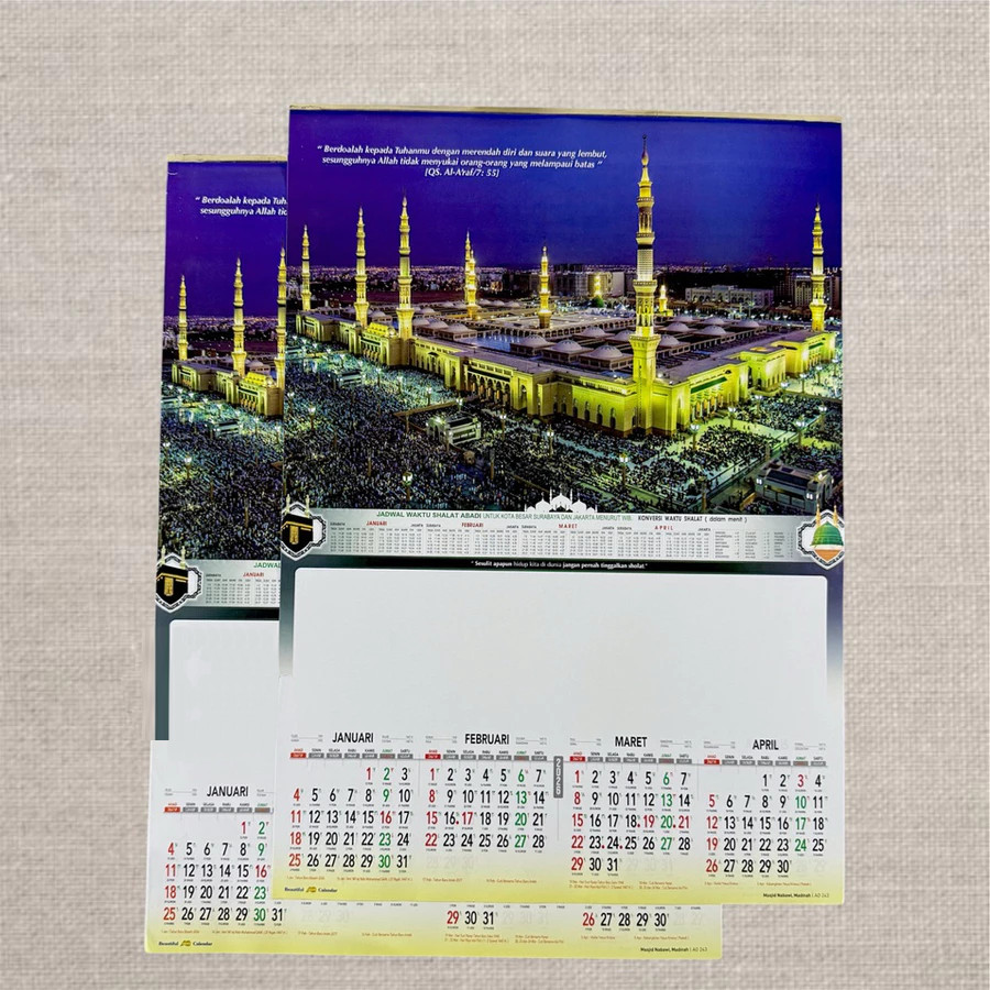EXD Kalender Tahun 2026 Kalender Dindiing Masjid triwulan 3 lembar 4 bulanan Ao 139 gambar masjid in