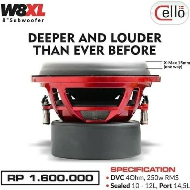 subwoofer Cello W8XL monster subwoofer 8 inch dvc 4ohm