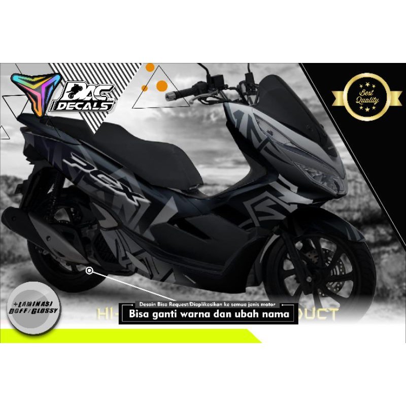 Sticker Motor Sticker Decal Honda PCX Silver Black Abstrak Full Body Murah Berkwalitas