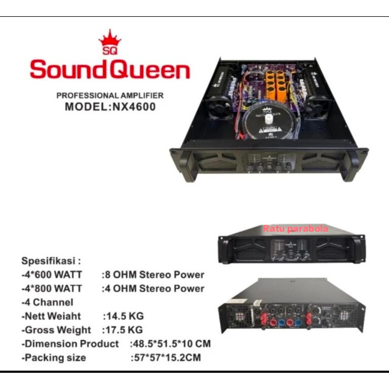 Power amplifier Soundqueen MX4600 4 CHANNEL ORIGINAL SOUNDQUEEN SQ  mx 4600