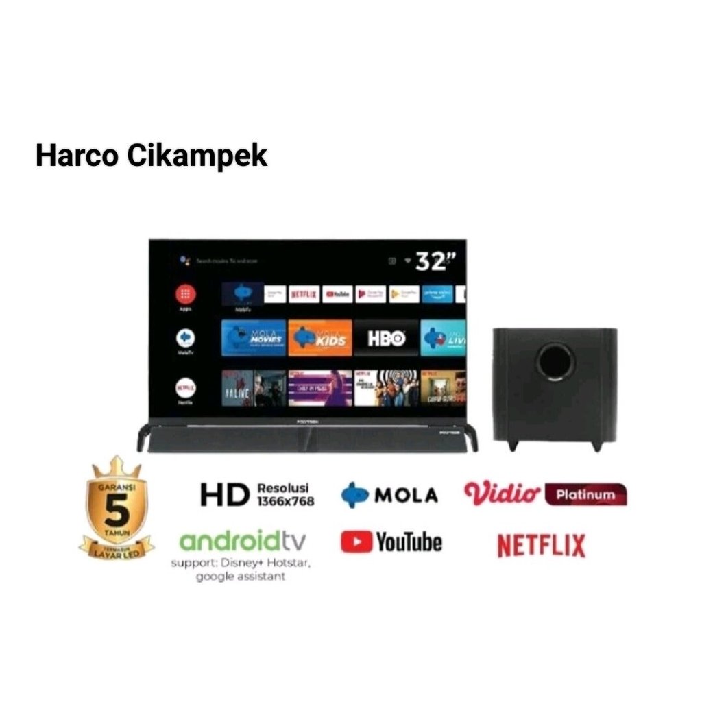 POLYTRON LED TV Android Soundbar [32 Inch] 32BAG9858