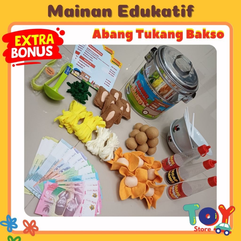 MAINAN ABANG TUKANG BAKSO / PRETEND PLAY / MAINAN BAKSO 1 SET LENGKAP