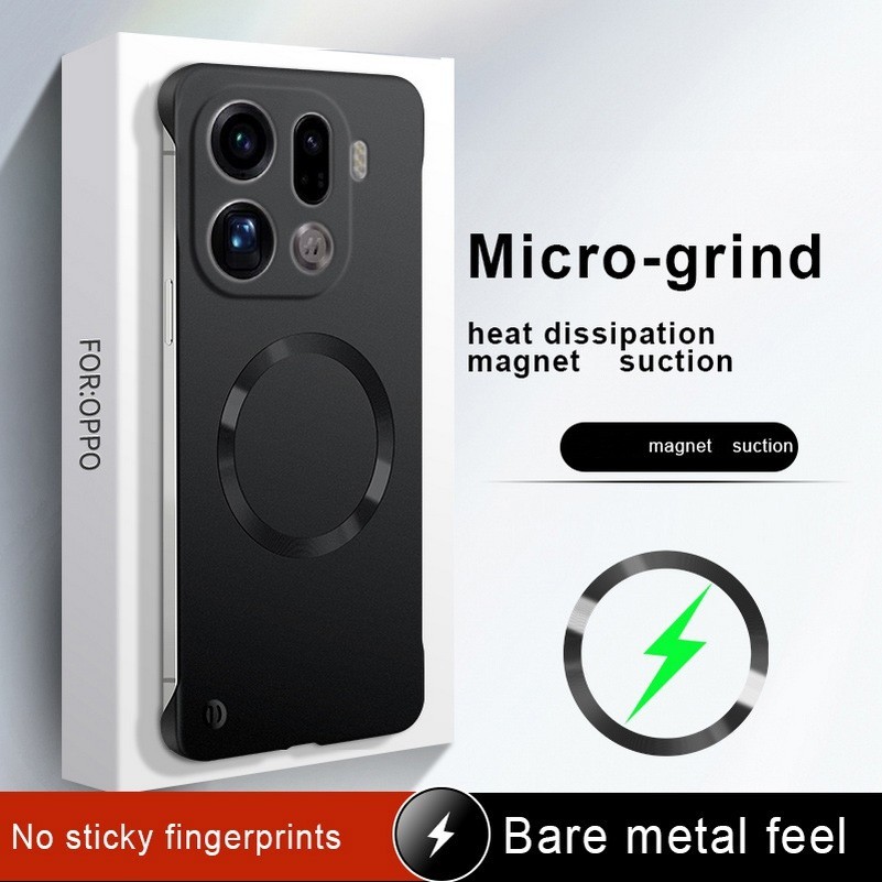 Slim Bezels Frameless Magnet Phone Case untuk OPPO Temukan X9 Pro x9 X8 Ultra X8s + X8 Pro X7 realme