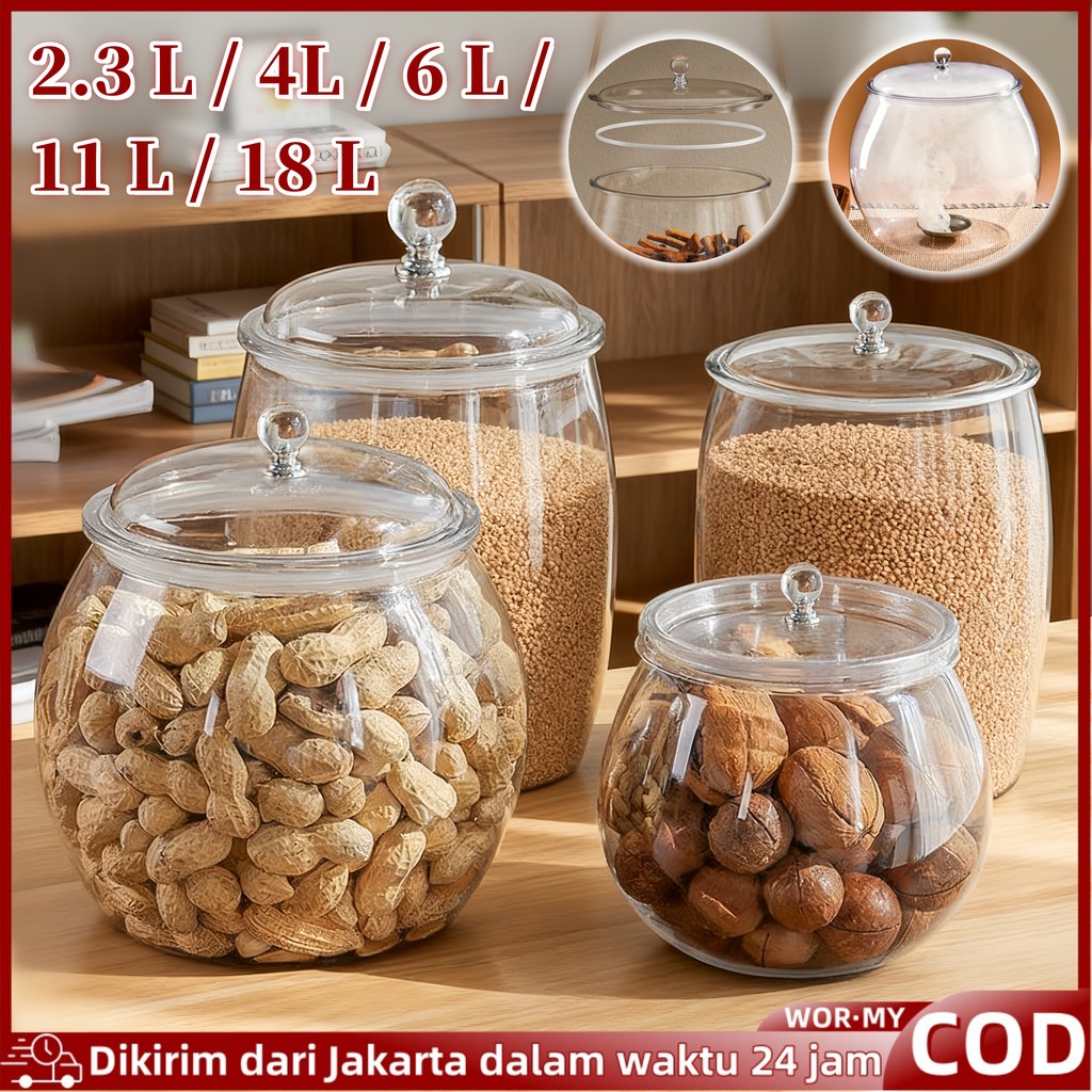 Toples Transparan Toples Gentong Jumbo Bahan akrilik Toples Kue Jumbo Toples Plastik Tertutup