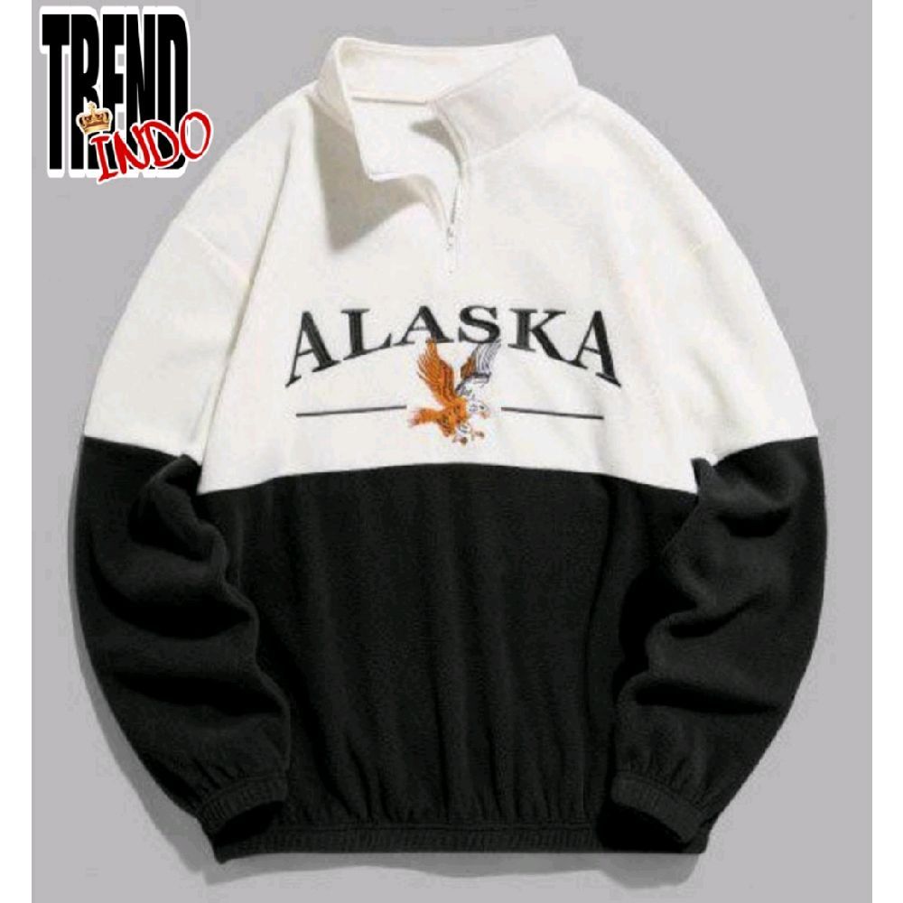 Sweater Half Zip Pria Wanita Big Size Mix Warna Putih Hitam Hijau Mocca Zipper Fleece Tebal Lembut N