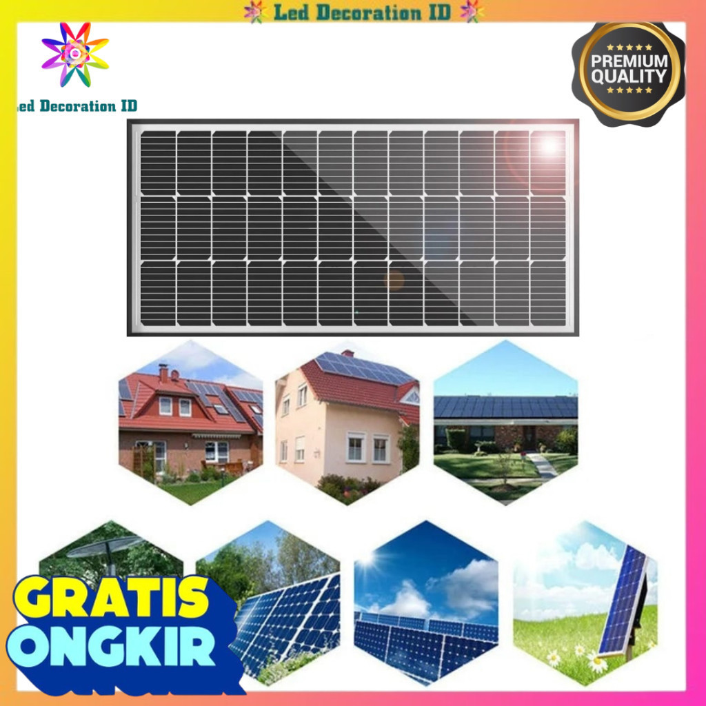 SOLAR PANEL MONOCRYSTALLINE 100W MODEL PV / SURYA PANEL KUALITAS TINGGI / SURYA PANEL PENGISI DAYA
