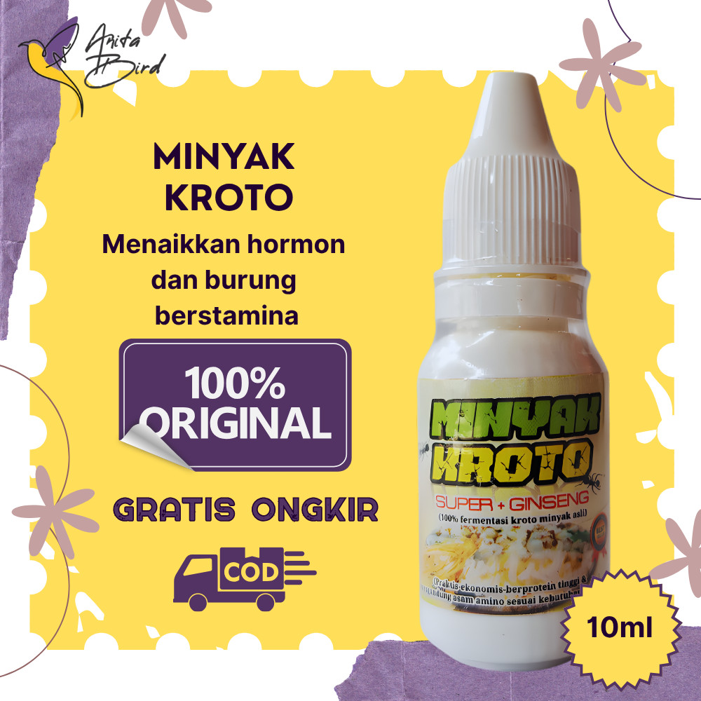 Minyak Kroto Super + Ginseng 10ml Penggacor Seketika Vitamin Burung Pleci Murai Kacer Kenari Cucak I