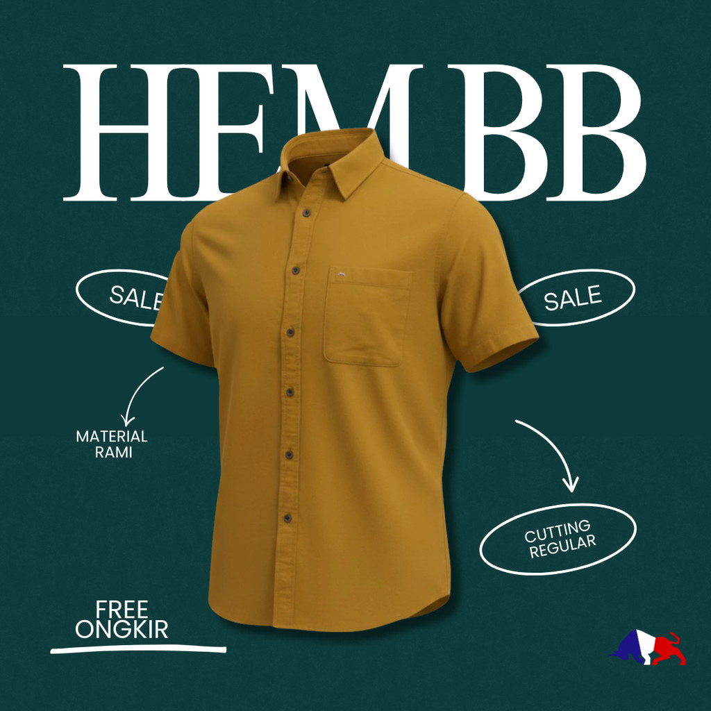 RICARDO kemeja pria gold BB lengan pendek