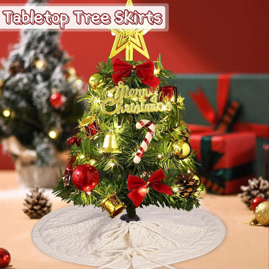 2025 New ristmas Tree Skirt White Knitted ristmas Day Living Room ristmas Tree Base Decorative Suppl