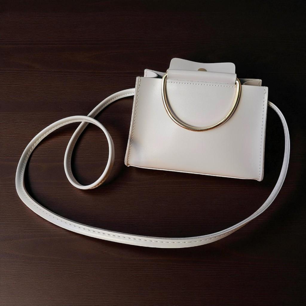 Tas Wanita Mini Kecil Tas Pesta Kantor Sling Bag HandBag Simple Polos Elegan Mewah Cream Makassar