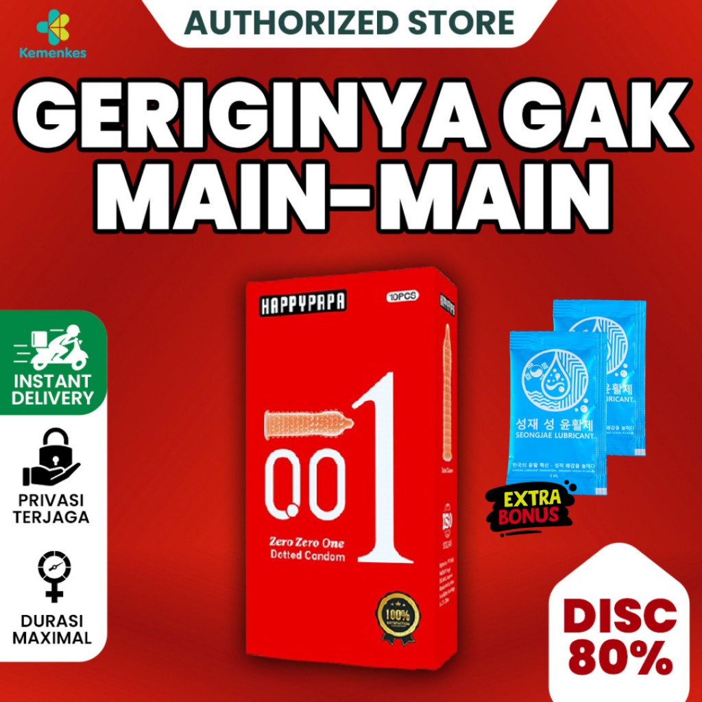 JAKBAR PABRIK Kondom Happypapa Premium Tipis 001 Gerigi Berduri Isi 10 PRIVASI ORIGINAL 100%