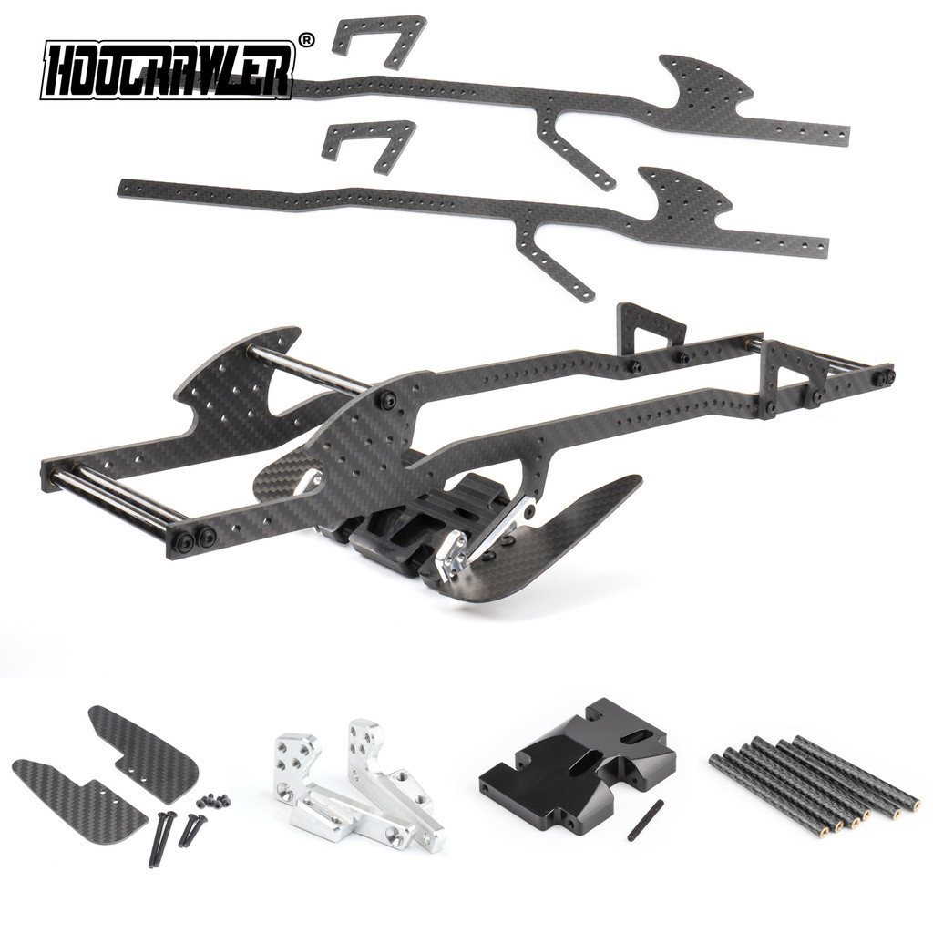 LCG Carbon Fiber Frame Rail LCG assis Kit with Ultralight Portal Transmission Skid Plate for 1/10 RC