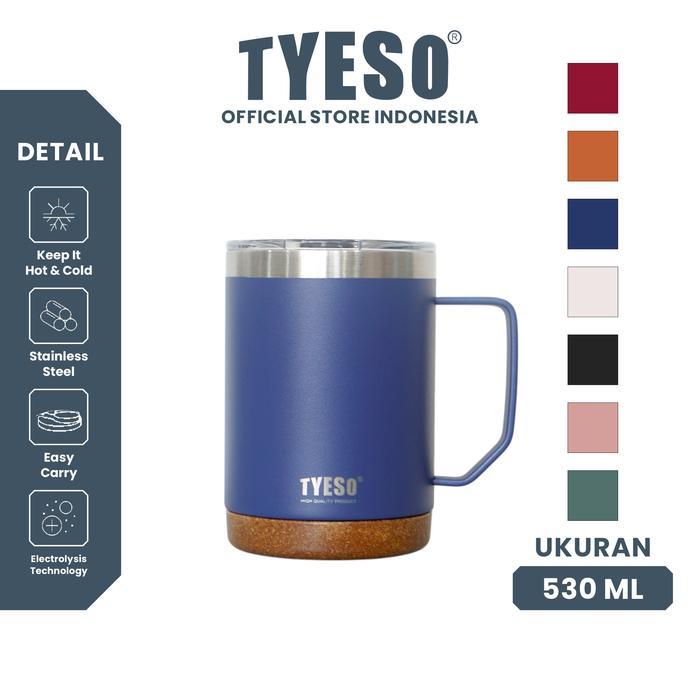 Tyeso 530ml Gelas Kopi Stainless Motif Kayu Anti Slip BPA FREE Tahan Panas 8 Jam Dingin 12 Jam Resmi