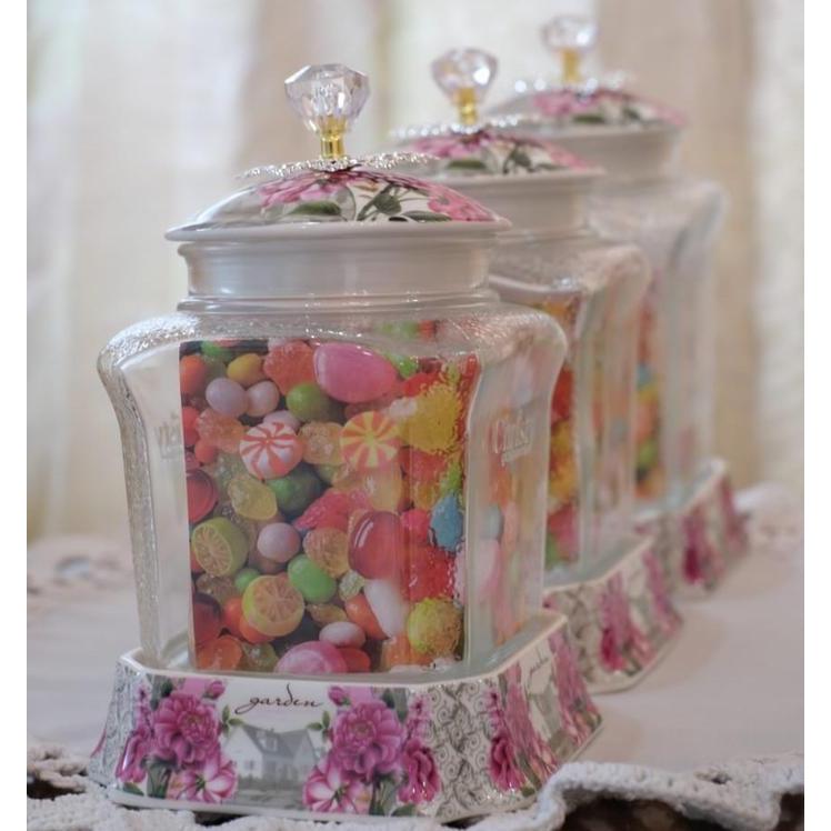 Toples Mewah motif garden set 3 / toples keramik / toples kaca