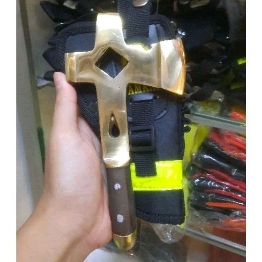 AIGEN Kapak Komando Kuningan Pemadam Kebakaran / Kapak Pinggang Damkar / Saku pembuka hydran