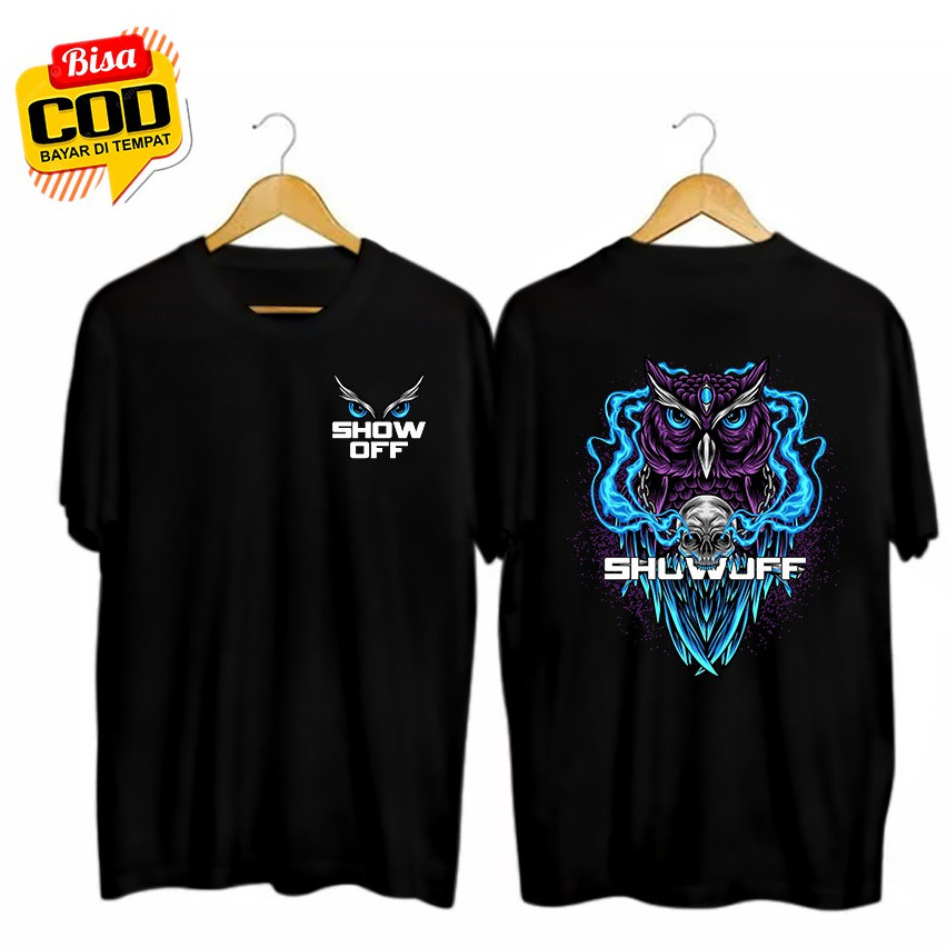 KAOS DISTRO PRIA SABLON BELAKANG DEWASA KEREN MOTIF BURUNG HANTU