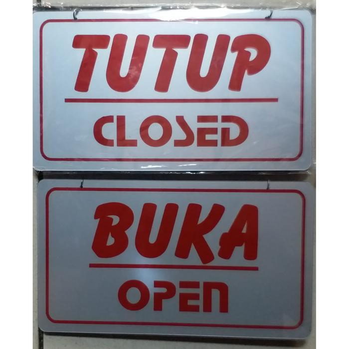 SIGN LABEL BUKA TUTUP - OPEN CLOSE DOOR SIGN GANTUNG PLAT