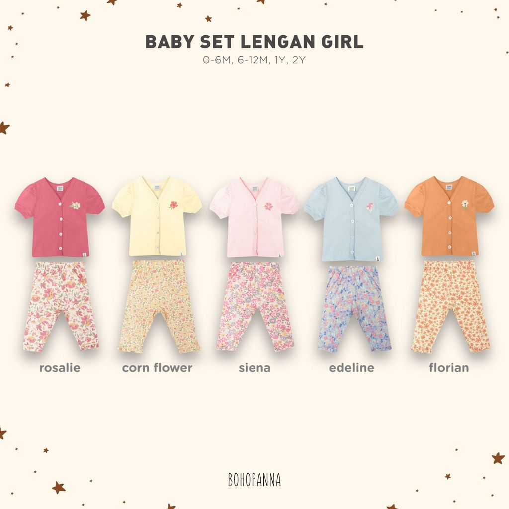 BOHOPANNA BABY SET LENGAN GIRL | BOHOPANNA BAJU BABY | BAJU PIJAMA BABY
