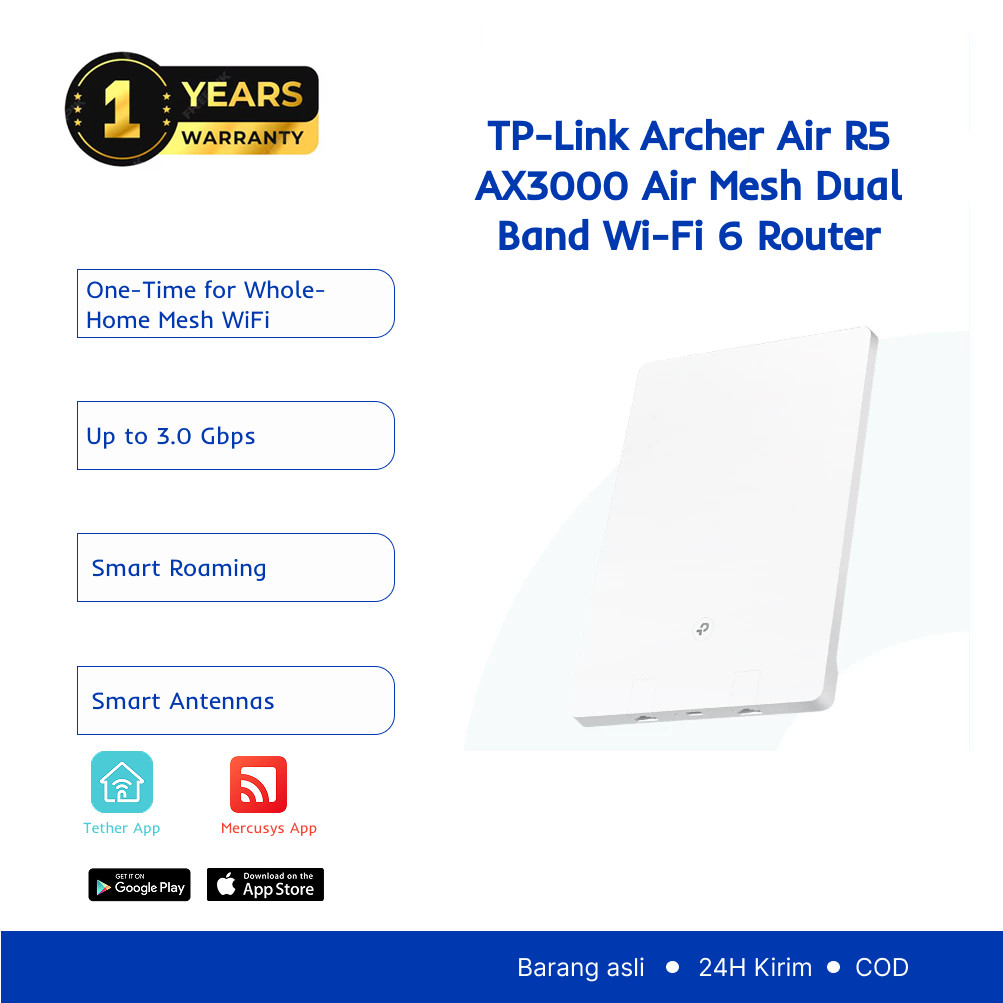 TP-Link Archer Air R5 AX3000 Dual-Band Gigabit Wi-Fi 6 Air Router 8mm Ultra-thin Shell VPN Server Su