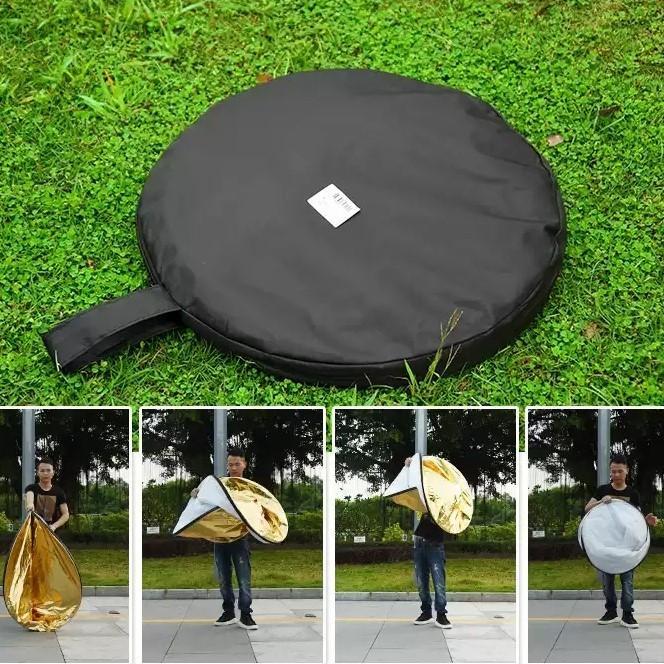 NEW TAFFSTUDIO REFLEKTOR CAHAYA STUDIO PHOTOGRAPHY ROUND PORTABLE 2 IN 1 80 CM 110 CM - GO11