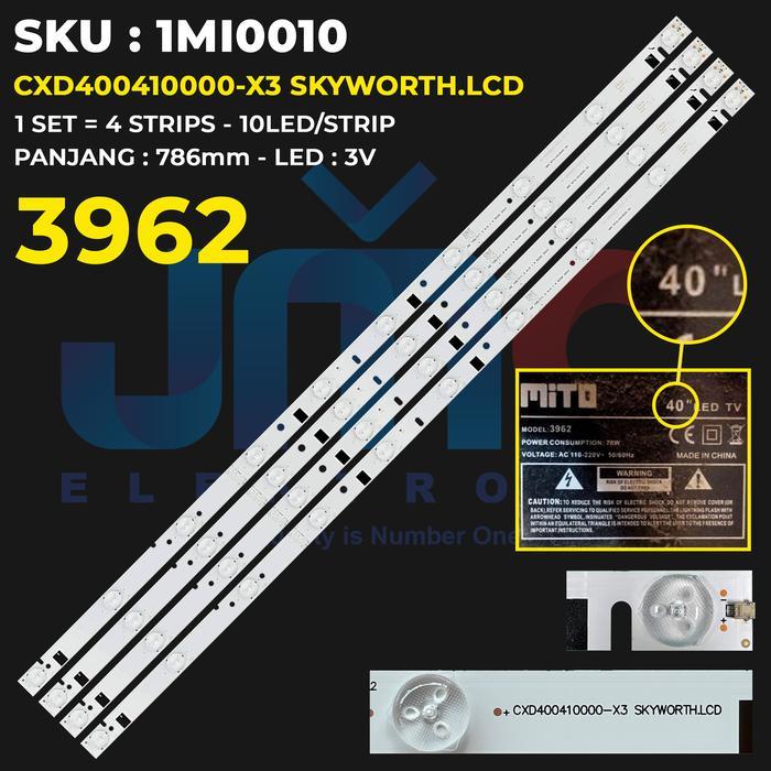 Backlight TV Mito 40 37 Inch 3962 HL-00400A28-1001S-01 A2  4*10 / HS-37D3006V1W8C1B73310M - 3962 40"
