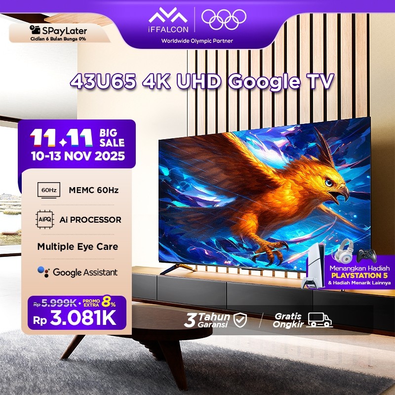 PROM iFFALCON by TCL 43 inch U65 Series Google TV (Android 12) Smart Digital - 4K UHD - Dolby Audio 