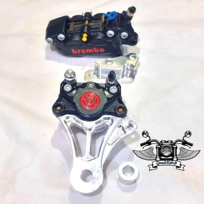 PAKET KALIPER VARIASI BIG POT DEPAN BELAKANG PLUS BREKET FULL SET NINJA R RR SATRIA FU Cakram Disc M