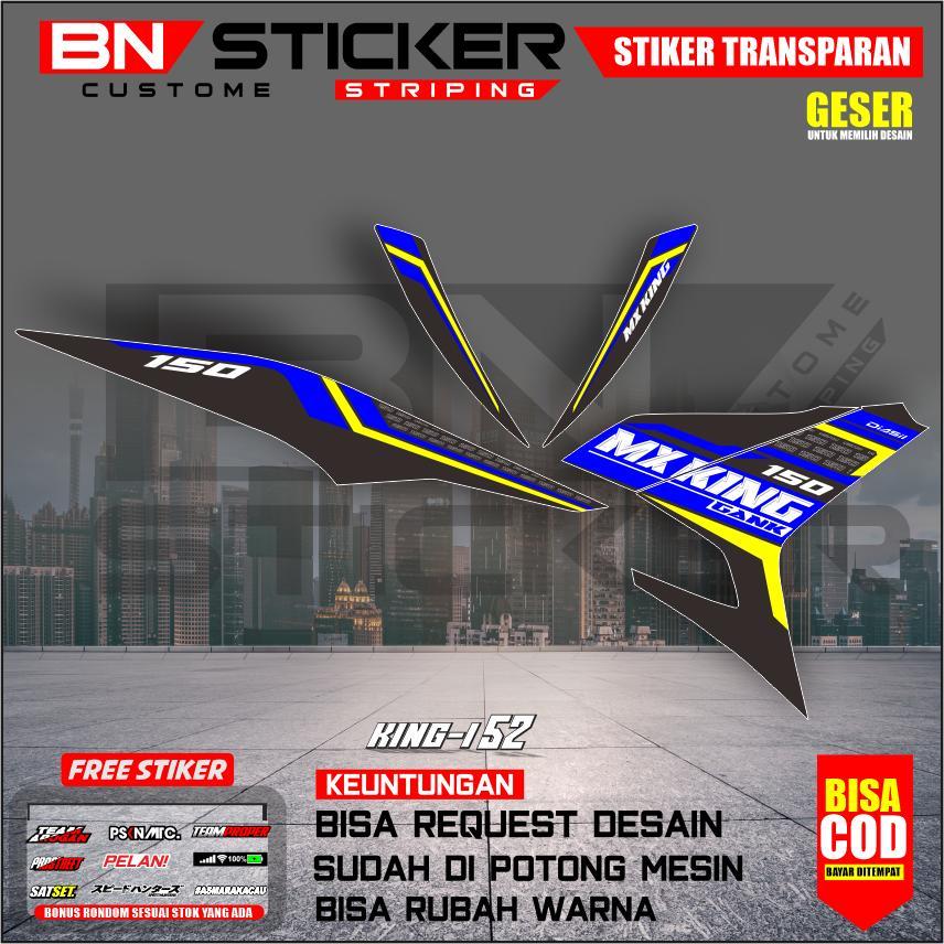Striping Stiker Transparan UV mx king 150 Bahan Maxdecal Kombinasi Warna Biru| Abu| Putih| Kuning Ki