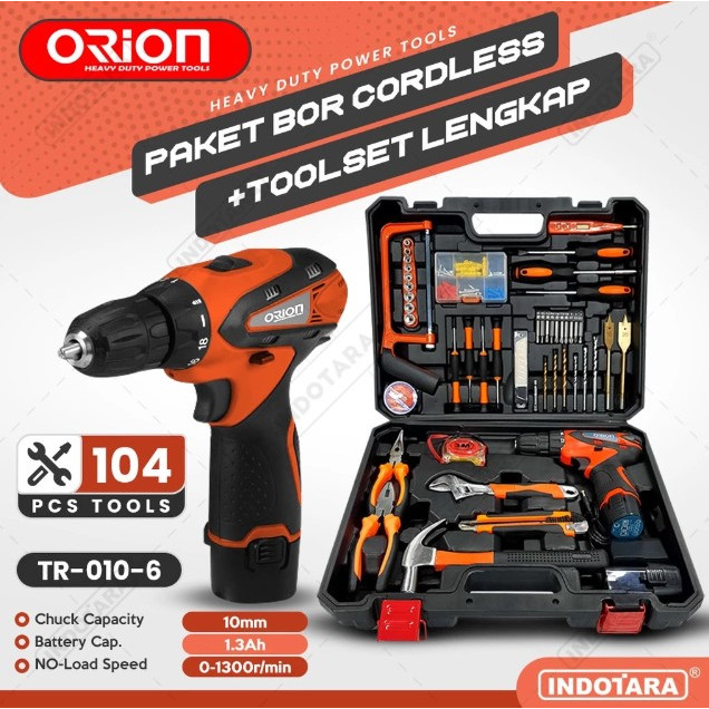 Paket Bor Cordless + Toolset Orion TR0106