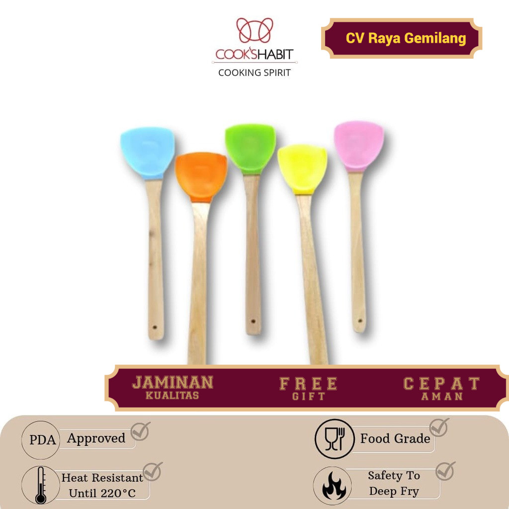 COOKS HABIT - Spatula Silikon Ultimate Mini Slim Handle l Soetil Anti Panas l Sutil Teflon