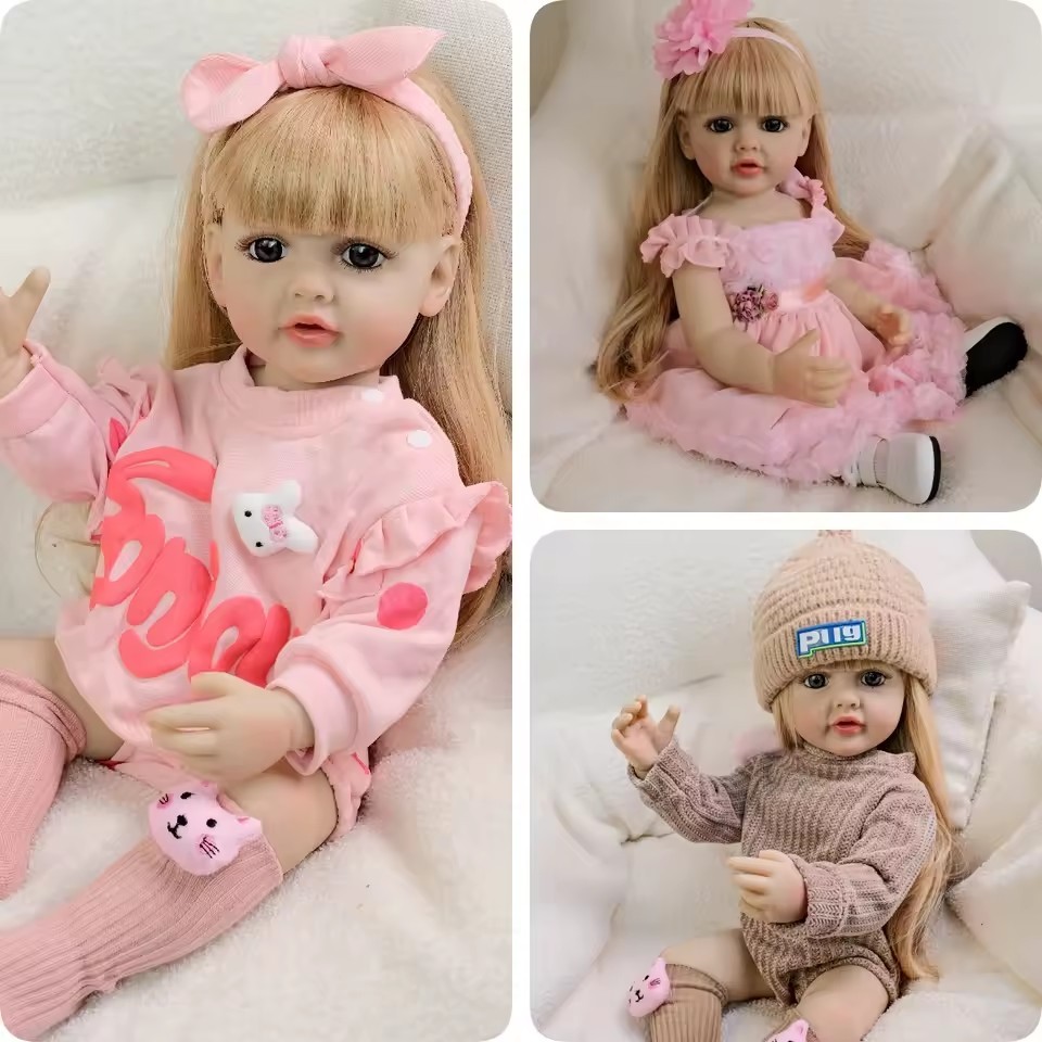 NPK 55CM Betty Soft Silicone Vinyl Reborn Toddler Doll Blond Hair Lifelike Princess Baby Girl ristma