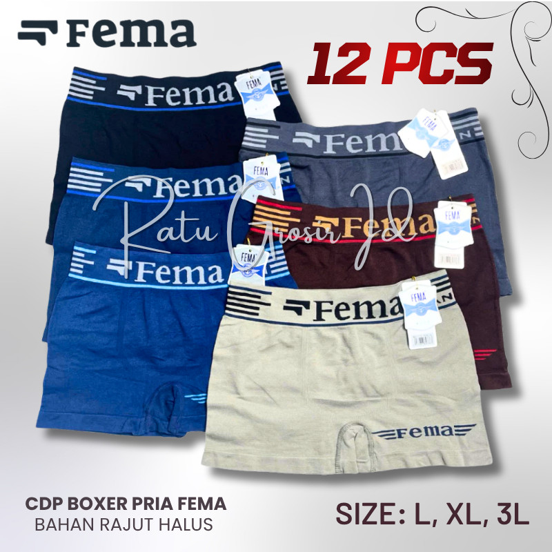 12Pcs CD Celana Dalam Boxer Pria Fema Rajut Sport 7788 7789
