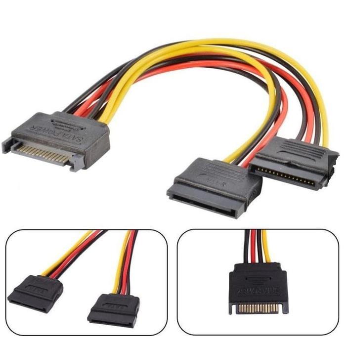 KABEL Power SATA 15  MALE TO DUAL FEMALE SPLITTER CABANG - Lurus