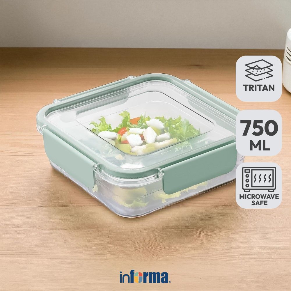 Informa Appetite 750 ml Lucy Wadah Makanan Square - Hijau Food Container Tempat Bekal Lunch Box Stor