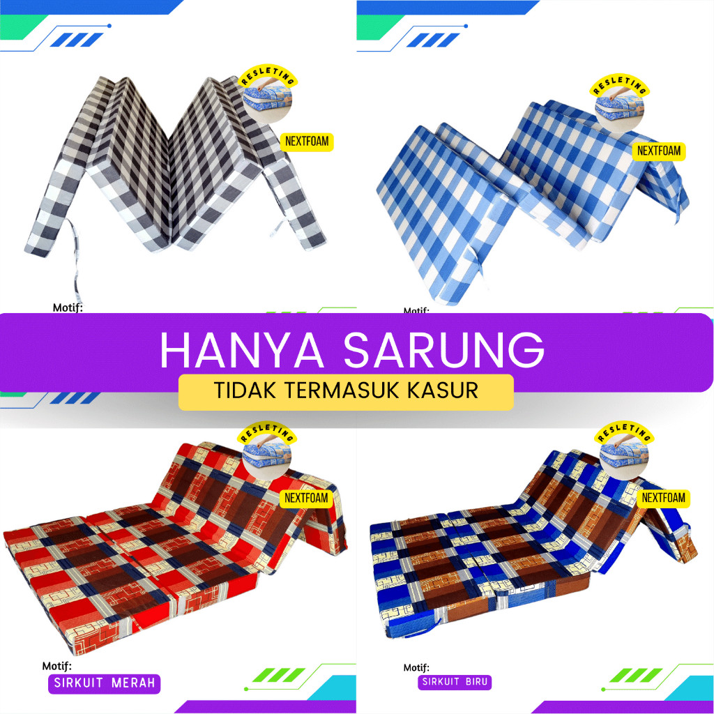 Terlaris Bisa COD [HANYA SARUNG] Sarung Kasur Busa Lipat Resleting Tebal 5,10, 15, 20 cm ukuran 200x