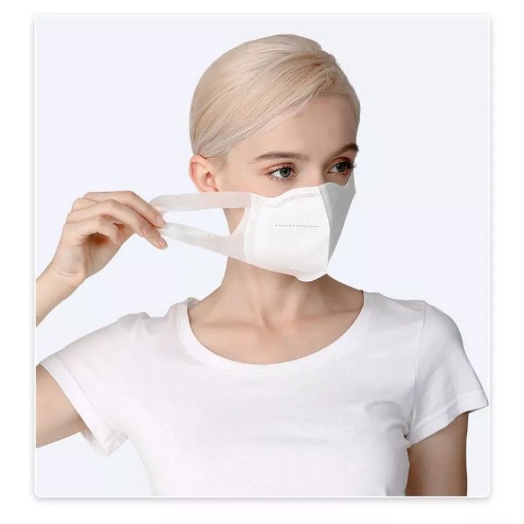 (Hivaro) 20PCS MASKER DEWASA DUCKBILL TALI LEBAR 3D WARNA PUTIH POLOS 3PLY SICKLESS STEREO EARLOOP