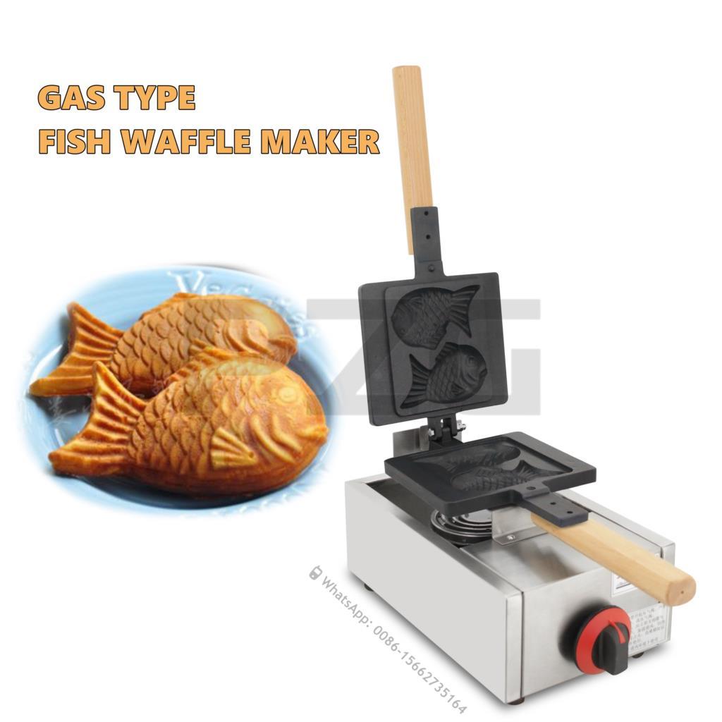 Stainless Steel Gas Taiyaki Machine 2 Pcs Nonstick Fish Waffle Making Taiyaki Baker Pan Machine Waff